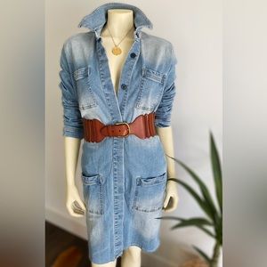 Denim Button Down Duster Jacket or Dress Size Small